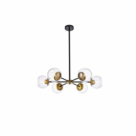 CLING 30 in. Briggs Pendant in Black & Brass with Clear Shade CL2952313